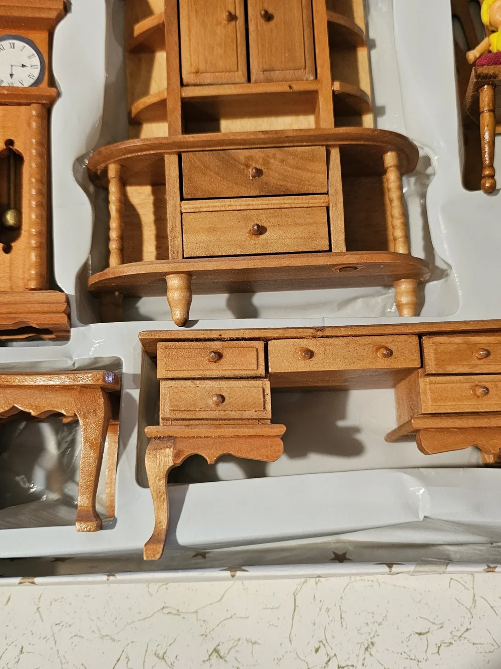 Handcrafted Miniature Wooden Furniture Set in Light Brown
